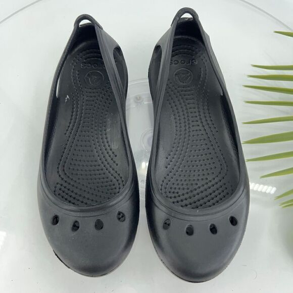 Crocs Kadee Women's Size 6 Black Rubber Ballet Flats Slip On Comfort Shoes - Picture 11 of 12